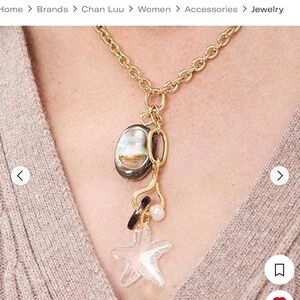 Chan Luu Gold Necklace with Star and Pearl Charms